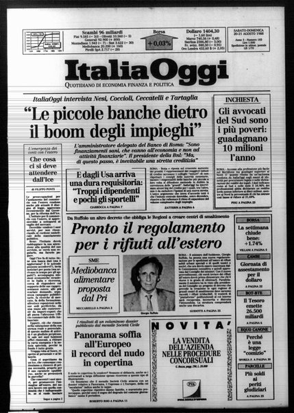 Italia oggi : quotidiano di economia finanza e politica